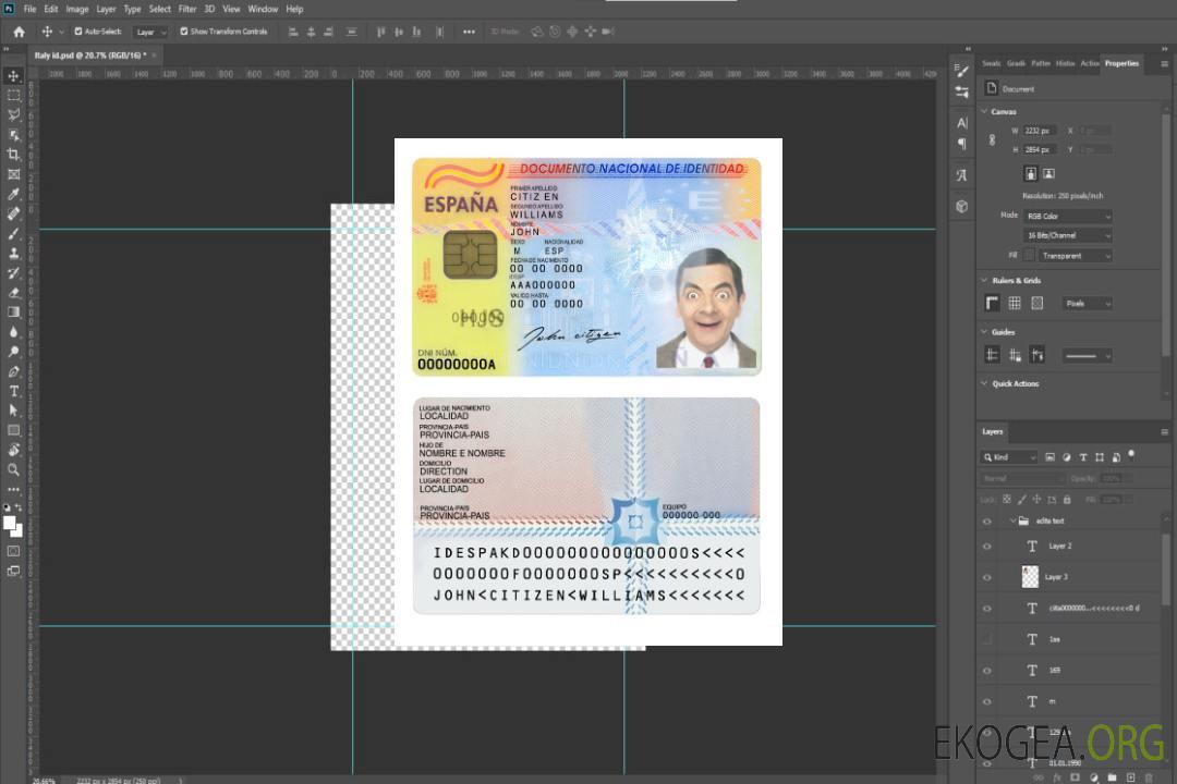 Modèle d'identification d'Espagne au format PSD, entièrement modifiable (2016 – présent) template